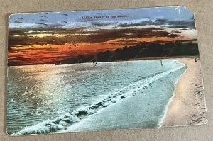 VINTAGE .01 POSTCARD - 1909 USED - SUNSET ON THE BEACH