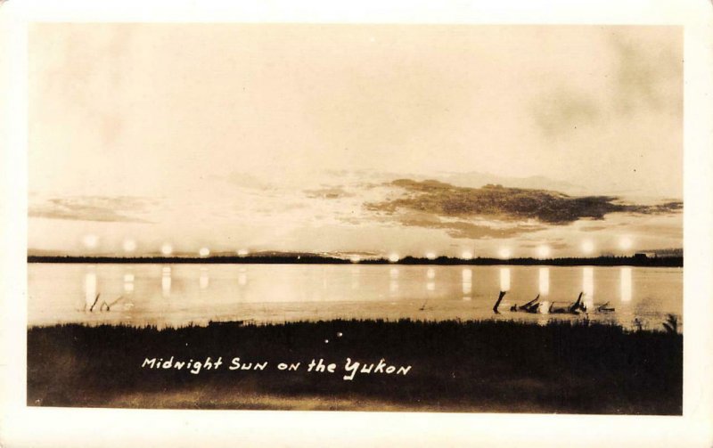 RPPC MIDINIGHT SUN ON THE YUKON Cann's, Fairbanks, Alaska Photo Vintage Postcard