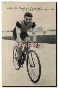 Postcard Old Bike Cycle Cycling Hourlier Champion of France 1908 bicycle Peug...