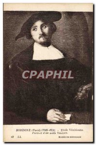 Postcard Old Paris Bordone 1500 1570 Venetian School Portrait of a noble Vene...