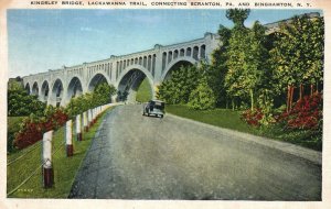 Vintage Postcard 1920's Kingsley Bridge Lackawanna Trail Binghamton New York NY