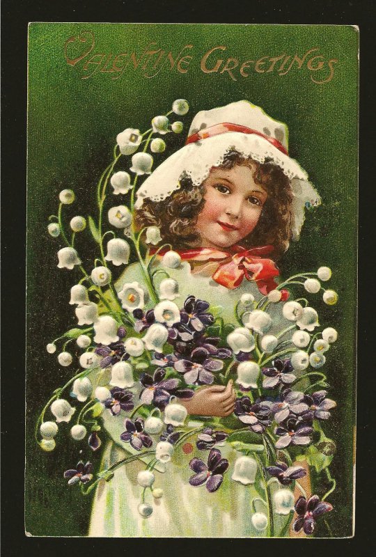 Vintage Valentine Greetings Made in Germany Embossed Color Postcard