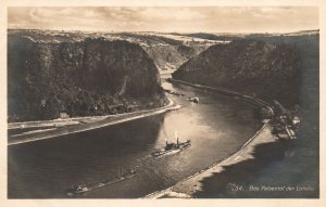 Vintage Postcard 1920's Das Felsental Der Loreley Harbour State Rock Germany