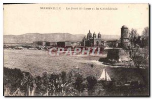 Postcard Old Marseille Fort St John and the Cathedral