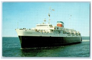 1957 Bluenose Ship Approaching Bar Harbor Terminal Bar Harbor Maine ME Postcard