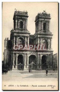 Old Postcard Auch Cathedral West Facade