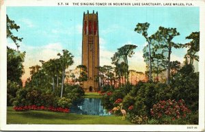 Singing Tower Mountain Lake Sanctuary Lake Wales FL Florida WB Postcard VTG UNP  