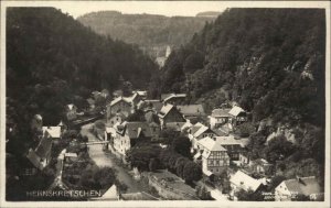 Hernskretschen Czech Republic Bird's Eye View Real Photo Vintage Postcard