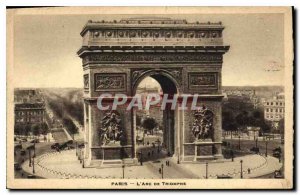 Old Postcard Paris Arc de Triomphe