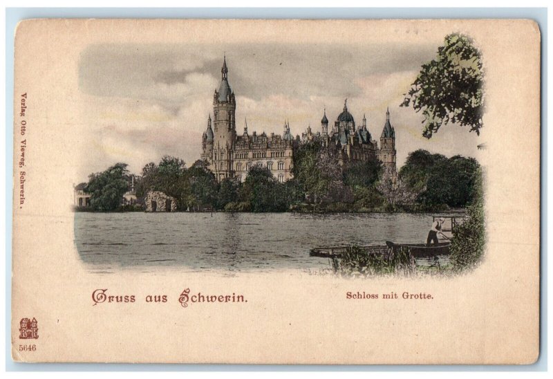 c1905 Castle With Grotto Greetings from Schwerin Germany Unposted Postcard