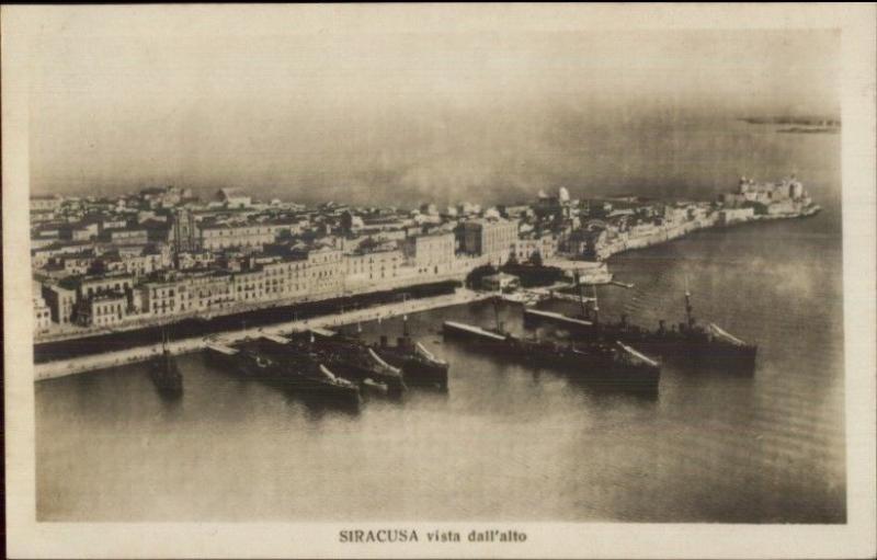 Siracusa Italy Naval Ships in Harbor c1920 Real Photo Postcard rpx