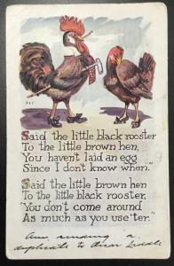 Postcard Embossed Used “Said the little black rooster” NY LB