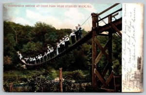 Deer Park  Suspension Bridge  Starved Rock  Illinois    Postcard  1906