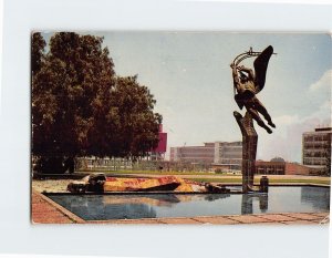 Postcard Prometheus Fountain, Ciudad Universitaria, Mexico City, Mexico