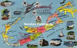 Bermuda Islands, MAP Postcard (1963) Stamp