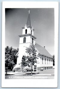 Wheaton Minnesota MN Postcard RPPC Photo G A Lutheran Church Scene Street