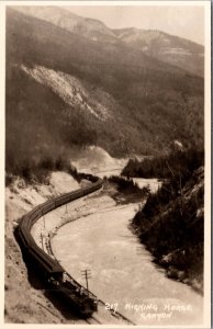 Real Photo Postcard Railroad Train Kicking Horse Canyon British Columbia Canada