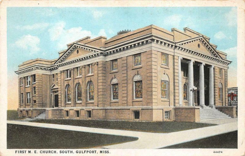 FIRST METHODIST CHURCH SOUTH GULFPORT MISSISSIPPI POSTCARD (c. 1920s)