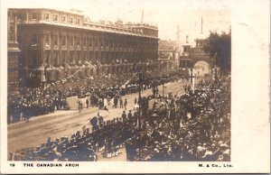 Real Photo Postcard The Canadian Arch Military Street Parade Whitehall London