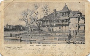 Lowell Massachusetts c1905 Postcard Vesper Club Boat House