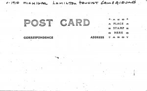 Postcard RPPC C-1910 Michigan Hamilton Tourist Campground Johnson MI24-483