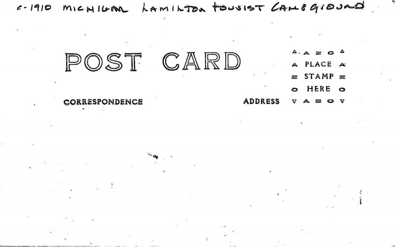 Postcard RPPC C-1910 Michigan Hamilton Tourist Campground Johnson MI24-483