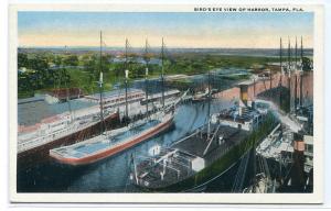 Sailing Ship Steamer Harbor Tampa Florida 1920c postcard