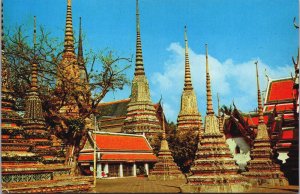Thailand Bangkok The Pagodas of the Wad Phra Jetuphon Vintage Postcard C206