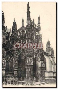 Old Postcard Louviers L & # 39Eglise Portal