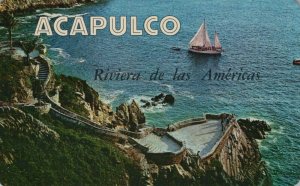 Mexico Postcard- Acapulco - Sailboats Come Sightseeing To The Quebrada RS22240