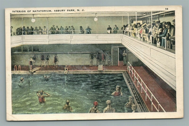 ASBURY PARK NJ INTERIOR OF NATATORIUM ANTIQUE POSTCARD