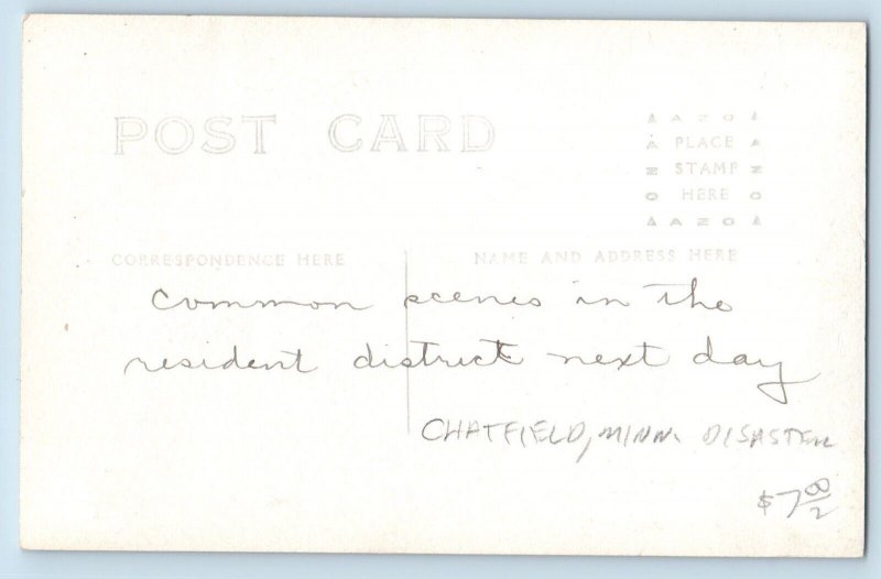 Chatfield Minnesota MN Postcard RPPC Photo River St. After Storm Disaster c1910s