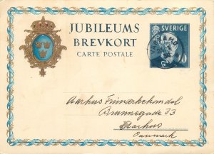 Sweden WW2 Postal History Gustaf V Jubilee 1939 postcard 