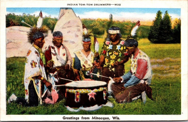 Linen PC Indian Tom-Tom Drummers in Minocqua, Wisconsin~138911