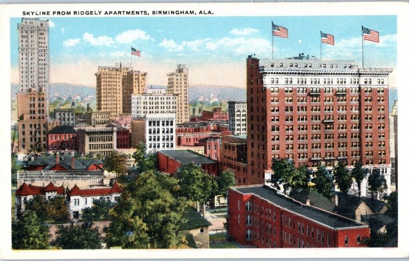 Skyline from Ridgely Apartments Birmingham Alabama Postcard