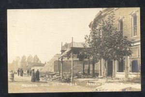 RPPC MENDON MICHIGAN DISASTER RUINS 1916 PARHAM REAL PHOTO POSTCARD