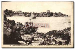 Old Postcard Saint Quay Portrieux Rocks Black and strike the tip of the & # 3...