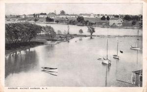 SACKET HARBOR NEW YORK NY BOATS IN HARBOR POSTCARD 1920s