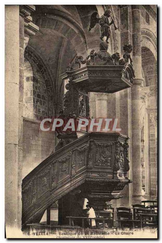 Postcard Old Vezelay Basilica Madeleine pulpit