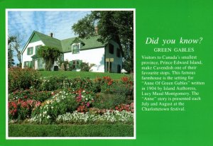 CONTINENTAL SIZE POSTCARD GREEN GABLES OF PRINCE EDWARD ISLAND CANADA