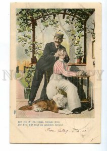 497533 Switzerland PLAY Peekaboo Gentleman & Lady COLLIE Dog 1901 postcard