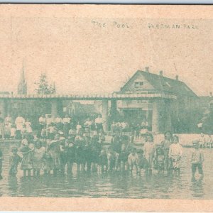 c1910s Chicago, IL Sherman Park Swimming Pool Children Litho Photo Cute Kid A186