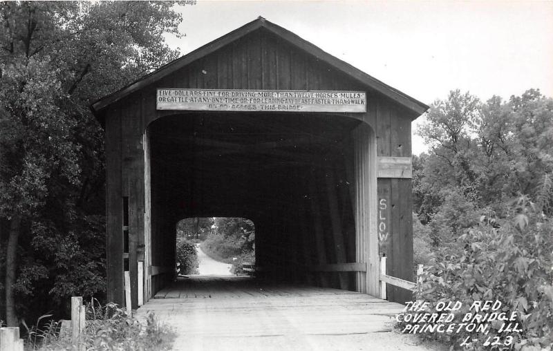 E31/ Princeton Illinois Il Real Photo RPPC Postcard c50s Covered Bridge 8