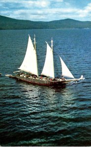 Ships Windjammer Cruiser Sailing Along The Rugged Coast Of Maine