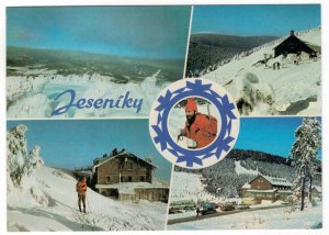 Czechoslovakia 1975 Unused Postcard Jesenik Mountains Winter Shelters Skiing