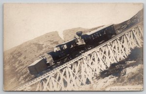 RPPC Jacobs Ladder Mt Washington Cog Railway Postcard T30