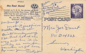 Postcard South Dakota Mobridge Mo Rest Motel roadside occupation 23-10849