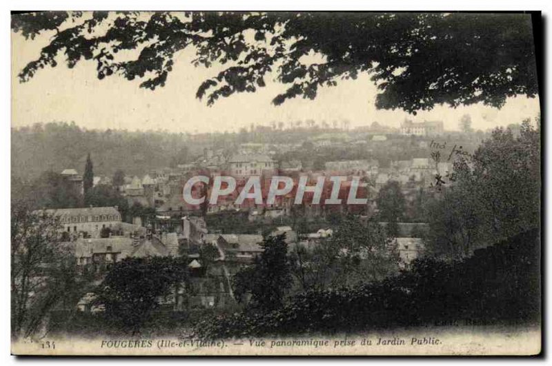 Old Postcard Fougeres Panoramic View from the Public Garden