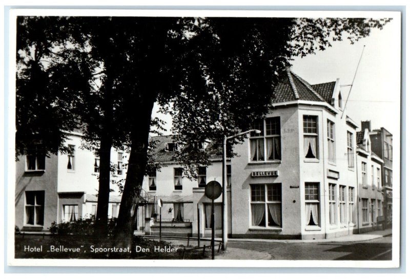 Netherland RPPC Photo Postcard Spoorstraat Den Helder Hotel Bellevue c1950's