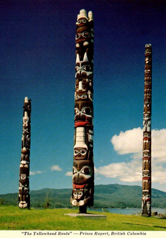 Canada British Columbia Prince Rupert Totem Poles On Hospital Lookout